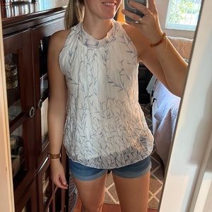 NWT Elena Baldi Pure Silk Blue Leaves Tank Large